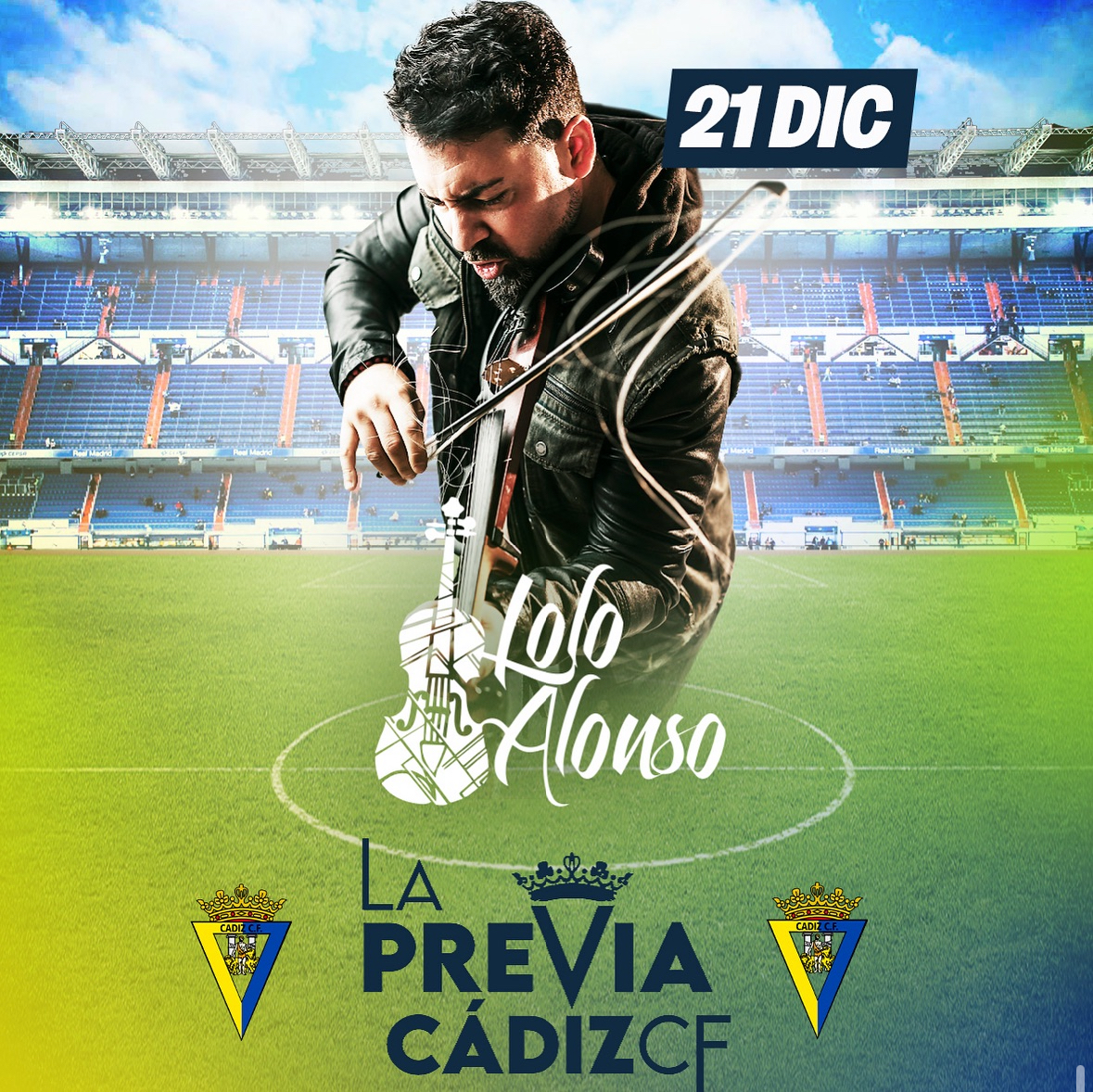 Cartel anunciando actuación de Lolo Alonso vinculada al Cádiz CF