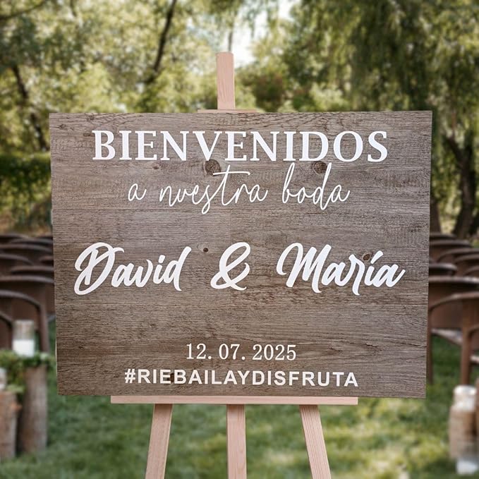 Cartel de bienvenida elegante para boda