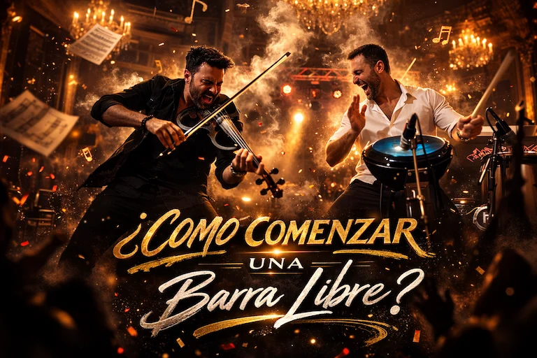 Miniatura del vídeo: inicio de barra libre con violín eléctrico y percusión en directo