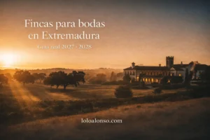 Finca de lujo para boda en Extremadura con paisaje de dehesa al atardecer